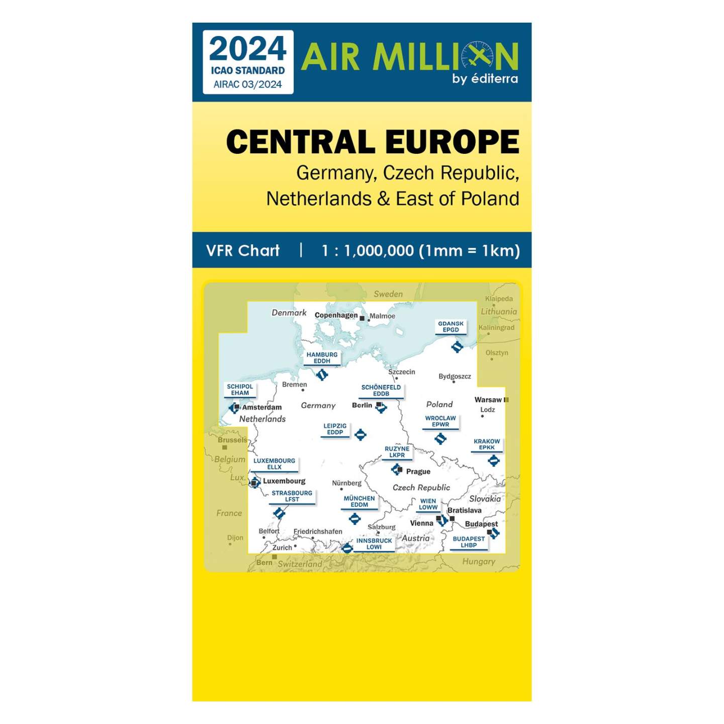 Central Europe - Air Million VFR Map 1:1,000,000, Folded, 2024