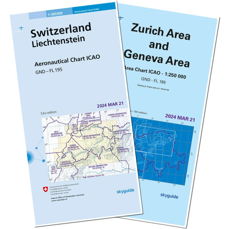 ICAO Schweiz und Area Chart ICAO / Zurich, Genf im Set 2024