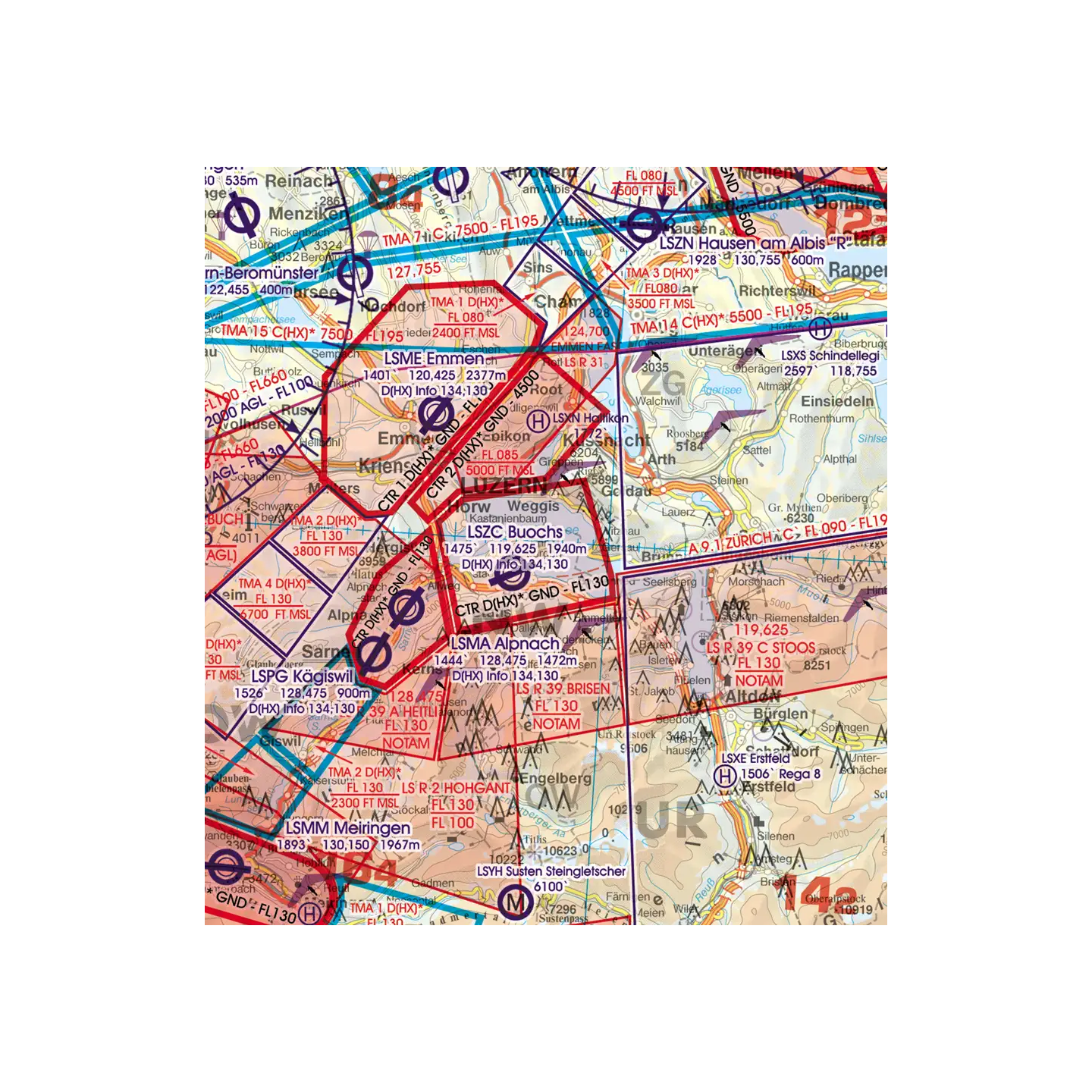 Switzerland - Rogers Data VFR Map, 1:500,000, Laminated, Folded, 2025