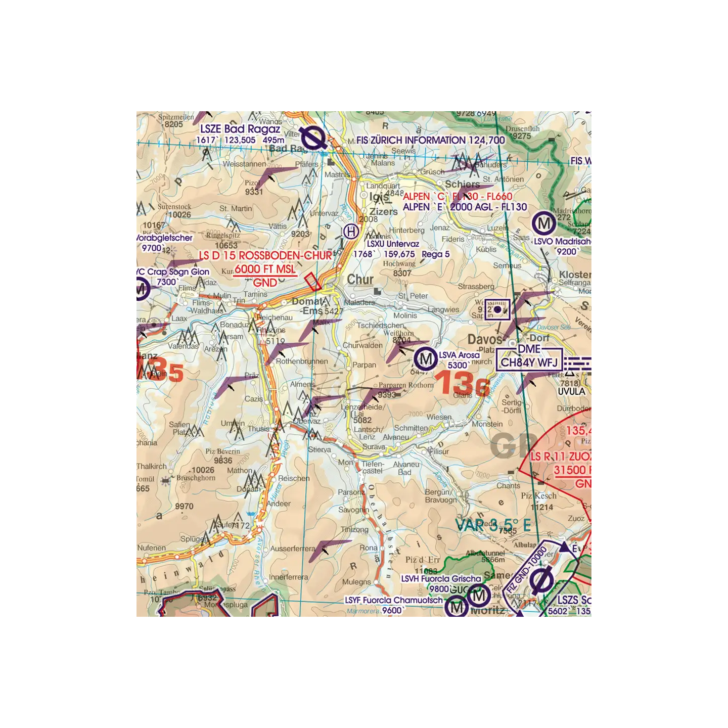 Switzerland - Rogers Data VFR Map, 1:500,000, Laminated, Folded, 2025