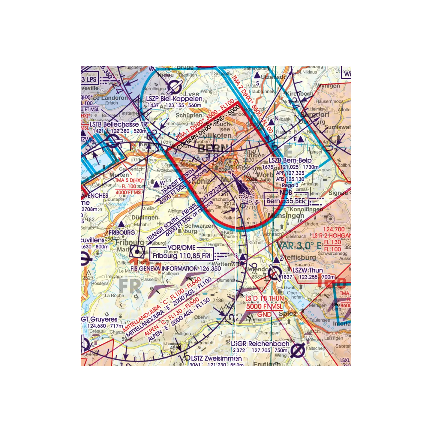 Switzerland - Rogers Data VFR Map, 1:500,000, Laminated, Folded, 2025