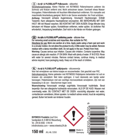 ROTWEISS - Acryl- & Plexiglas-Polierpaste, 150 ml Tube
