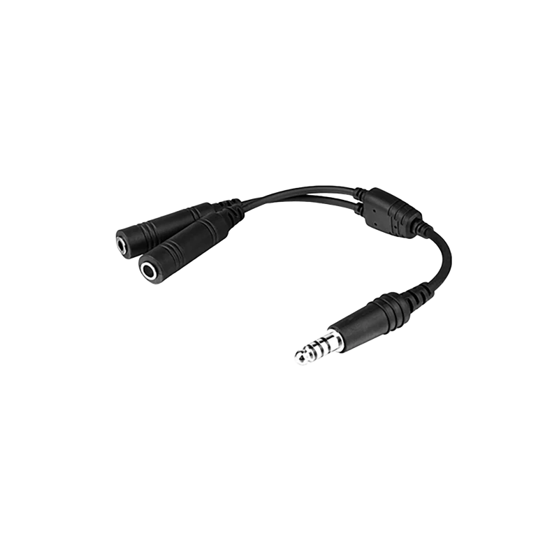 Headset Adaptor Cable - Twin Plugs (GA, female) to U/174 (Helicopter, male)