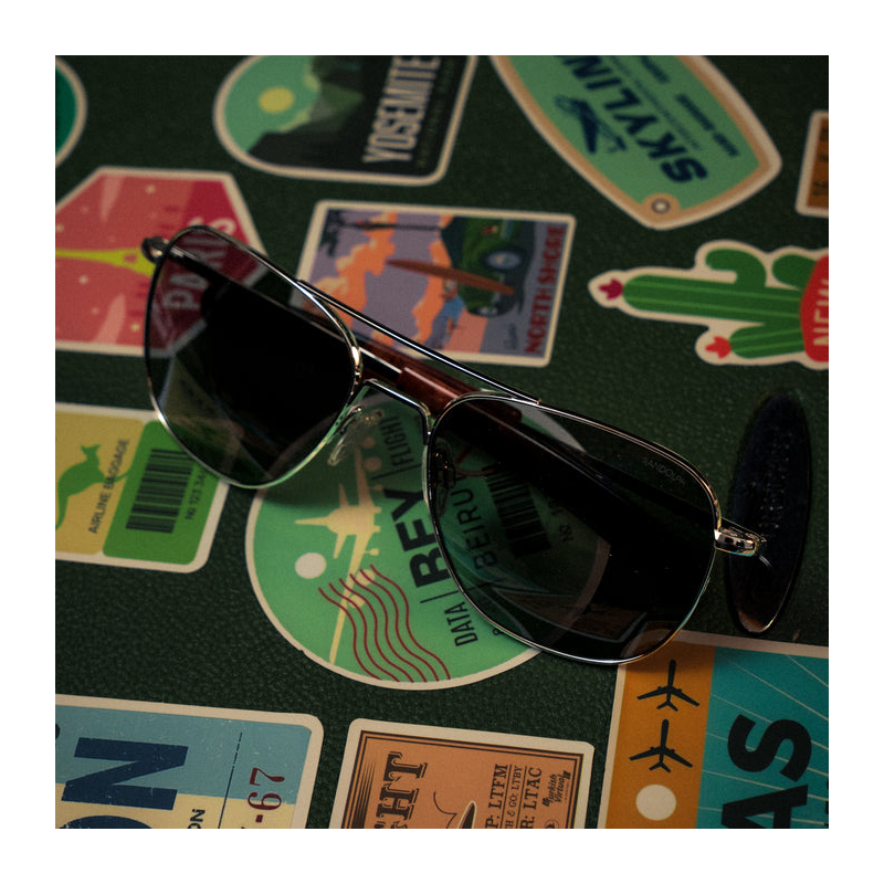 Aviator - 23k White Gold & American Gray with Jetway Temples