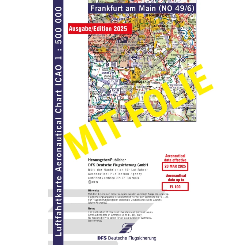 ICAO Germany with foil, Frankfurt, 2025, folded