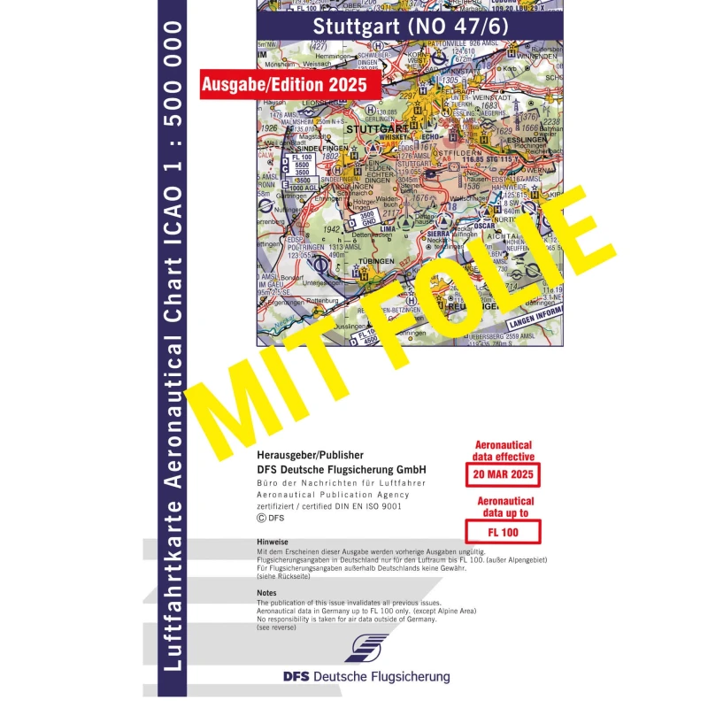 ICAO Germany with foil, Stuttgart, 2025, folded