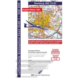 ICAO glider chart Germany without foil, Hamburg, 2025, folded