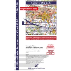 ICAO glider chart Germany without foil, Hanover, 2025, folded