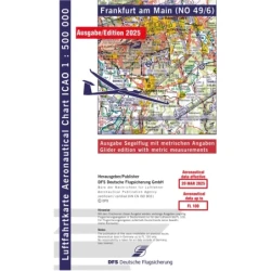 ICAO glider chart Germany without foil, Frankfurt, 2025, folded