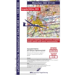 ICAO glider chart Germany without foil, Munich, 2025, folded