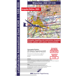 ICAO glider chart Germany without foil, Munich, 2025, plano