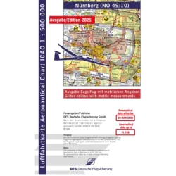 ICAO glider chart Germany without foil, Nuremberg, 2025, folded
