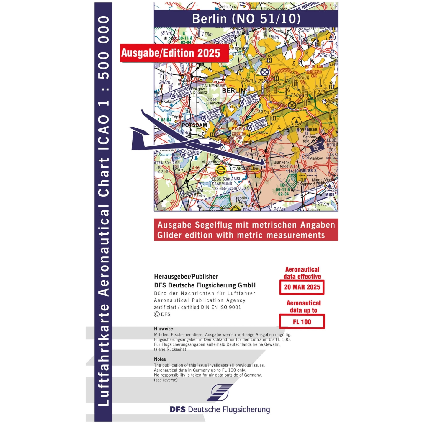 ICAO glider chart Germany without foil, Nuremberg, 2025, plano
