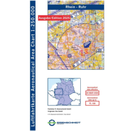 Rhein-Ruhr ICAO Karte Motorflug 2026 ohne Folie - 1:250.000