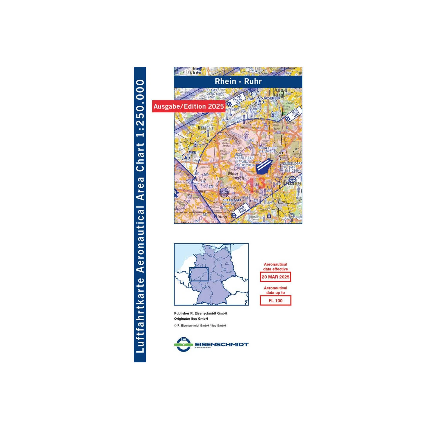 Rhine-Ruhr ICAO Map Motorised Flight 2025 without foil - 1:250,000