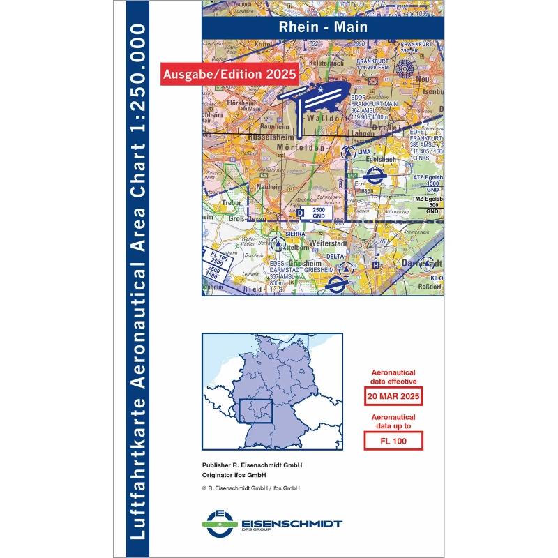 Rhine-Main ICAO Map Motorised Flight 2025 without foil - 1:250,000