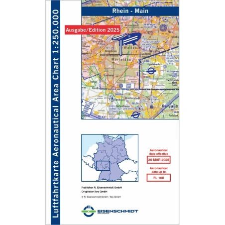 Rhine-Main ICAO Map Motorised Flight 2025 without foil - 1:250,000