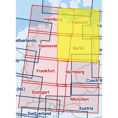 Rostock / Berlin - Zusammengesetzte ICAO Karte 2025 mit Folie