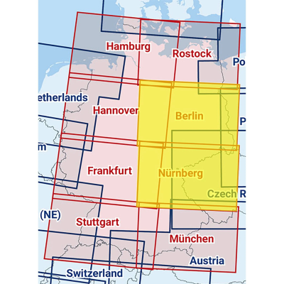Berlin / Nürnberg - Zusammengesetzte ICAO Karte 2025 mit Folie
