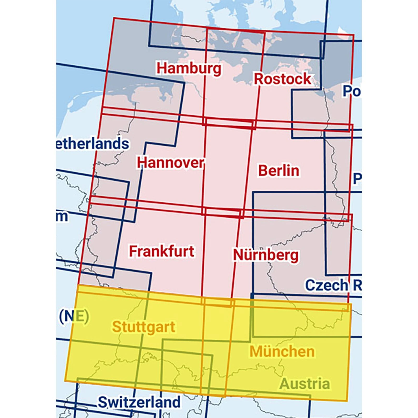 Stuttgart / Munich - Composite ICAO chart 2025 with foil