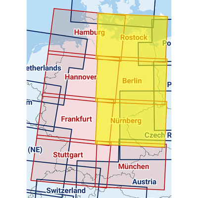 Rostock / Berlin / Nürnberg - Zusammengesetzte ICAO Karte 2025 mit Folie