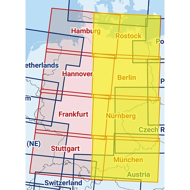 Rostock / Berlin / Nuremberg / Munich - Composite ICAO chart 2025 with foil
