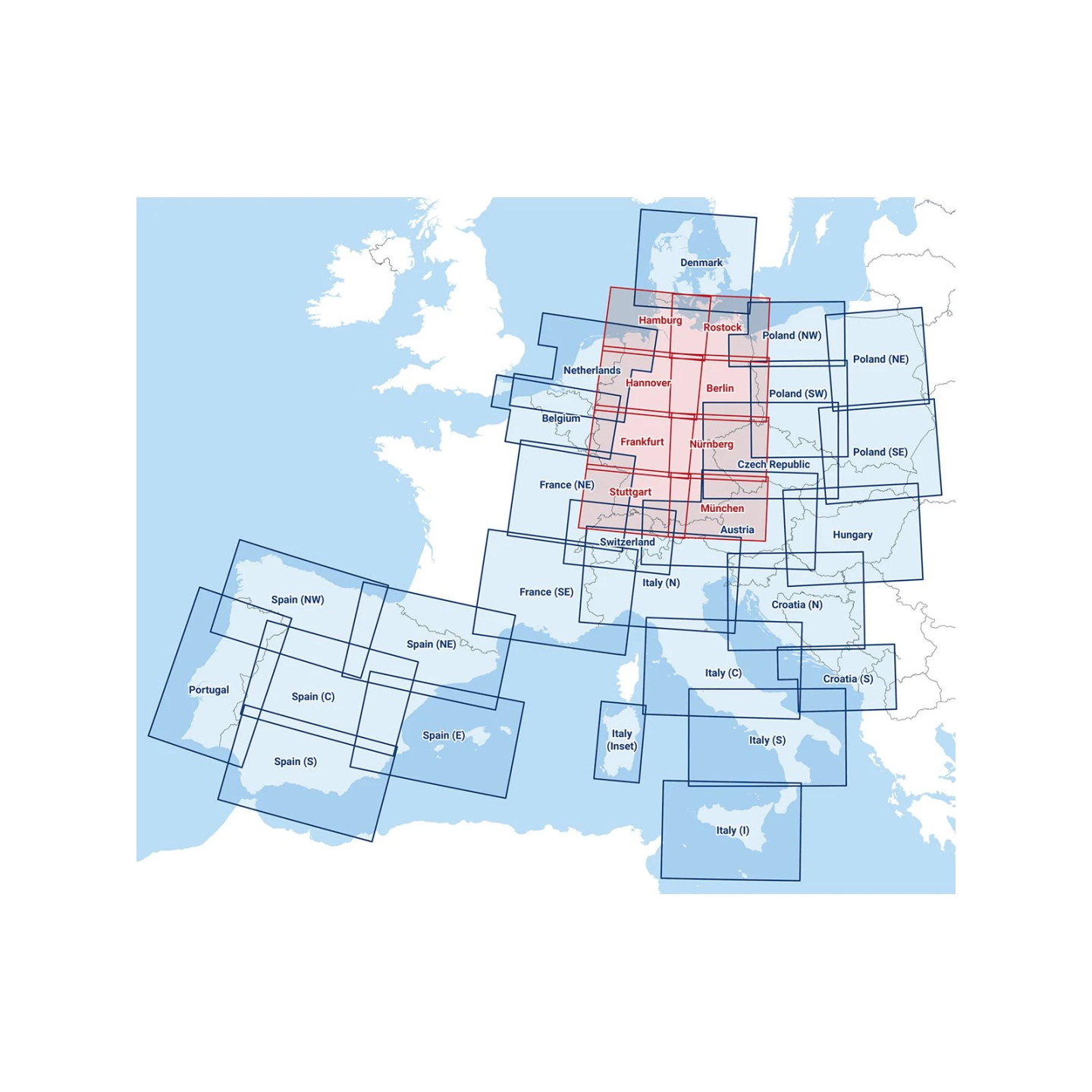 Rostock / Berlin / Nuremberg / Munich - Composite ICAO chart 2025 with foil