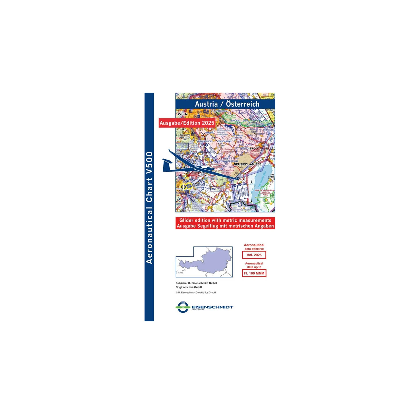 Austria V500 VFR Glider Chart - paper, folded