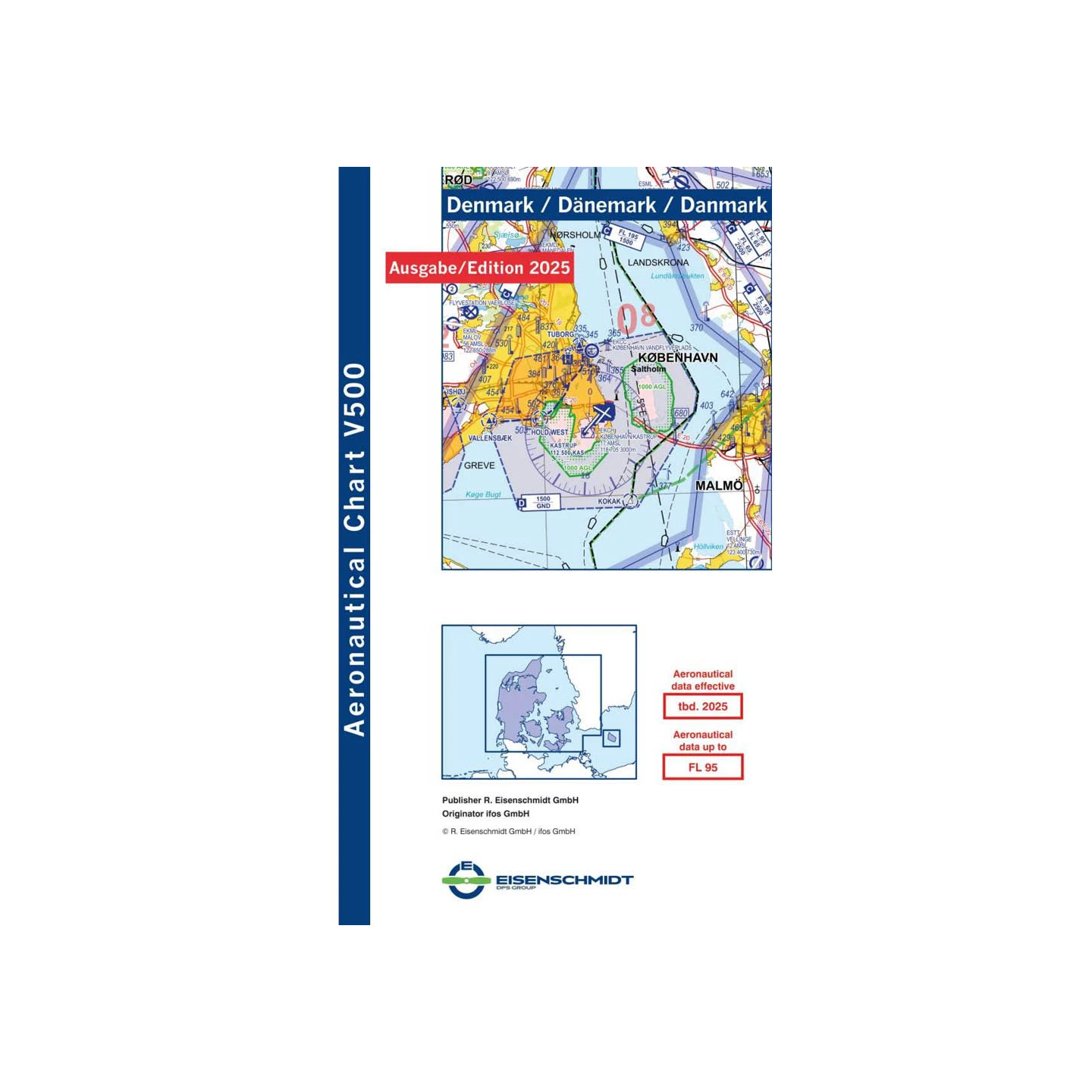 Denmark V500 VFR Chart - paper, folded