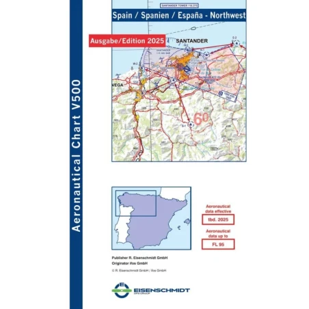 Spain Northwest V500 VFR Chart - paper, folded