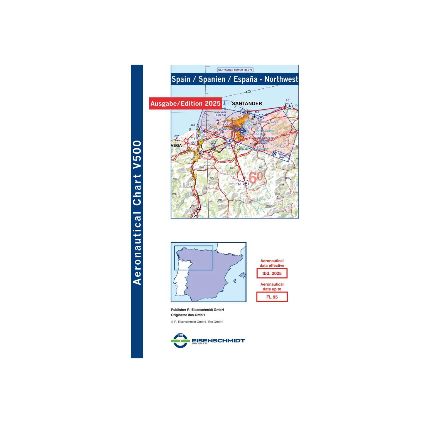 Spain Northwest V500 VFR Chart - paper, folded