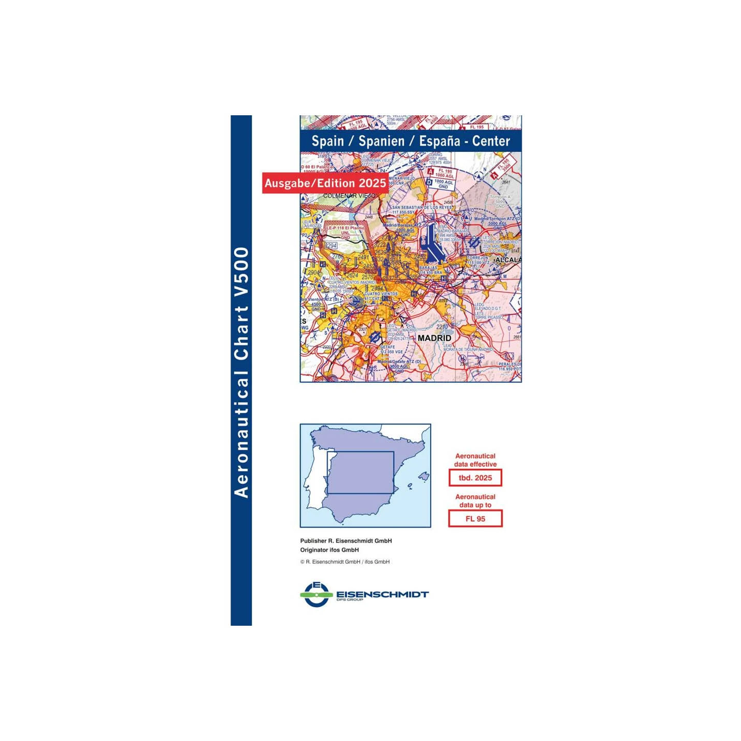 Spain Central V500 VFR Chart - paper, folded