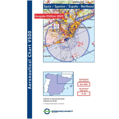 Spanien Nordost V500 VFR-Karte - Papier, gefaltet, 2025