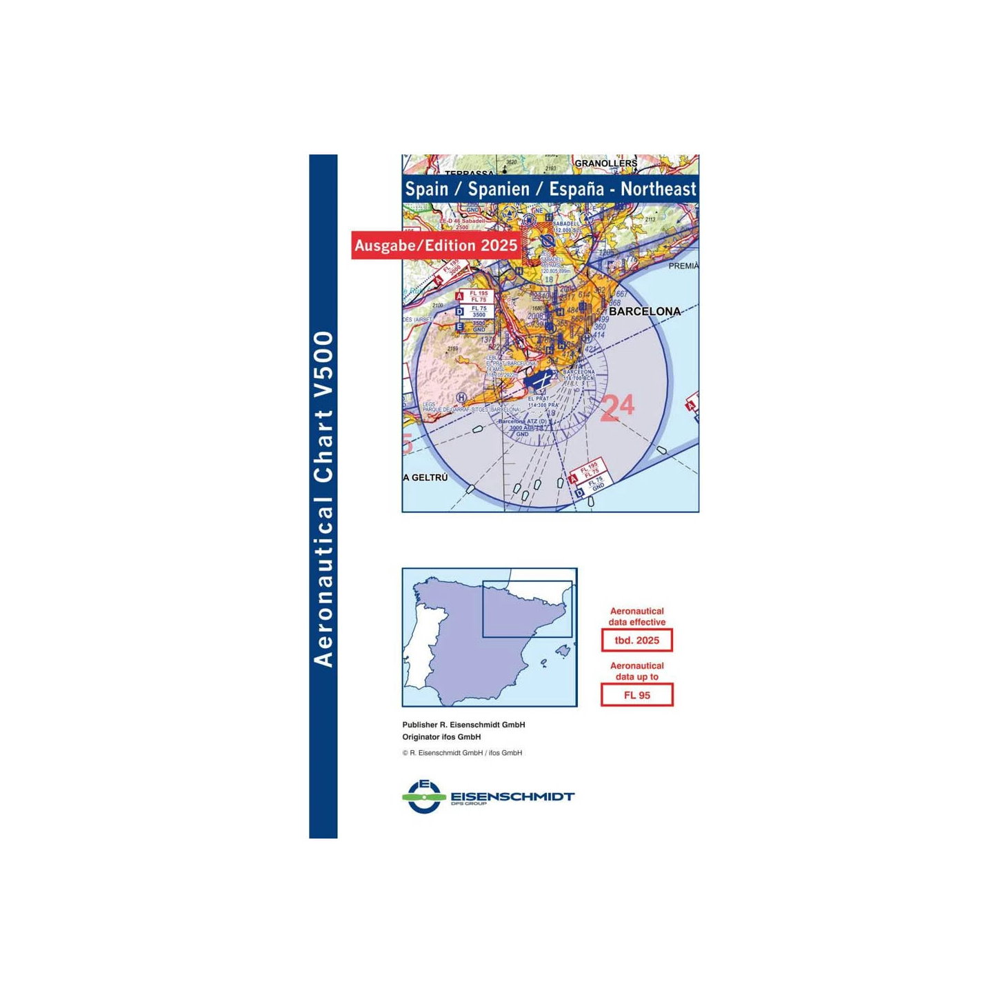 Spain Northeast V500 VFR Chart - paper, folded