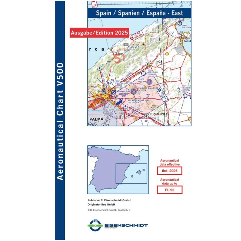 Spain East V500 VFR Chart - paper, folded