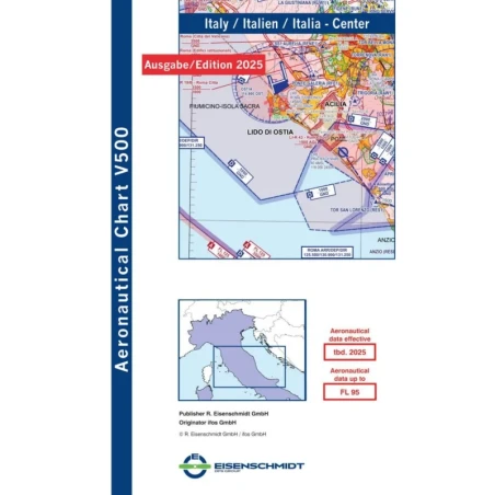 Italy Central V500 VFR Chart - paper, folded