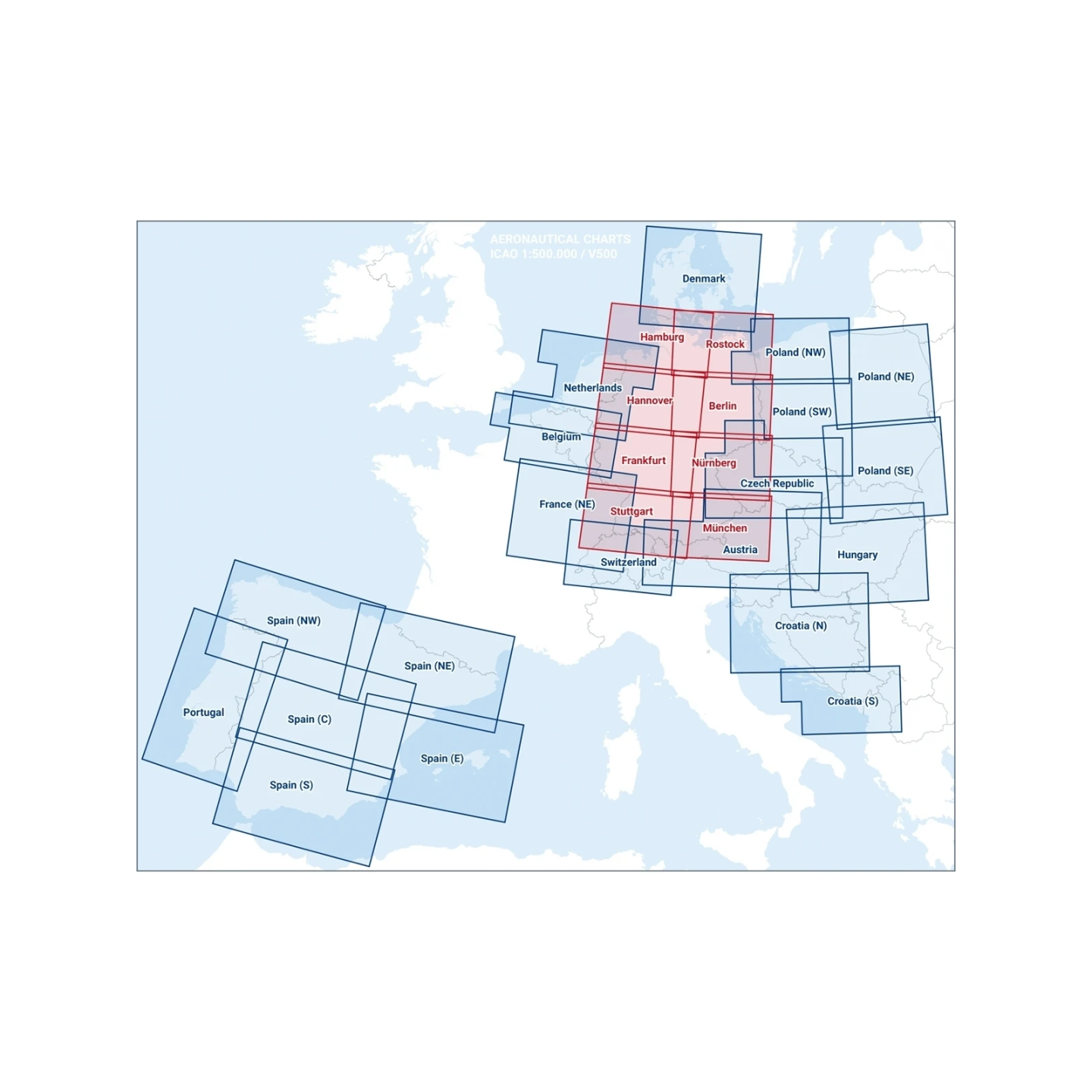 France Northeast V500 VFR Chart - paper, folded