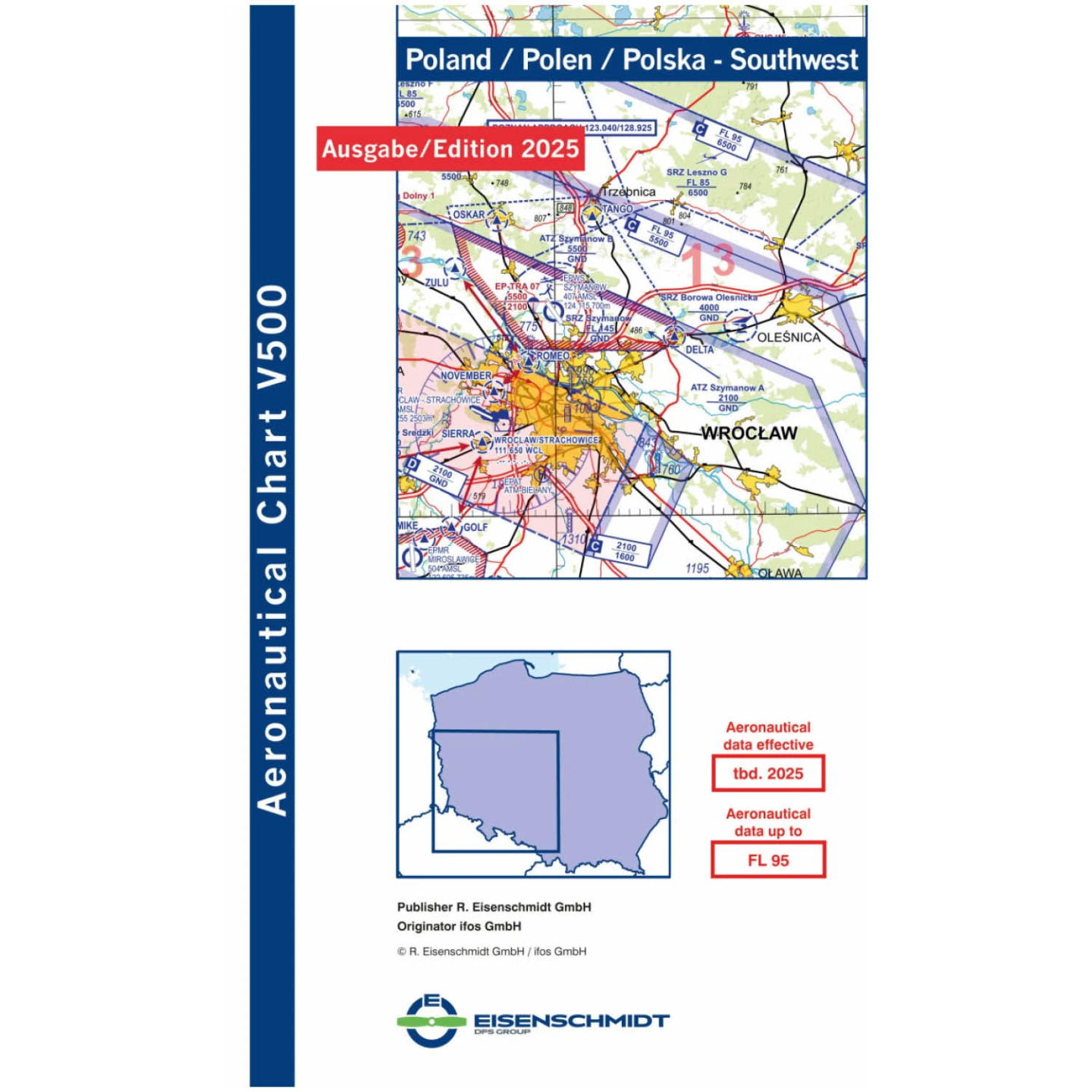 Poland Southwest V500 VFR Chart - paper, folded