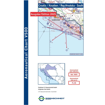 Kroatien Süd V500 VFR-Karte - Papier, gefaltet, 2025
