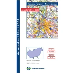 Hungary V500 VFR Chart - paper, folded