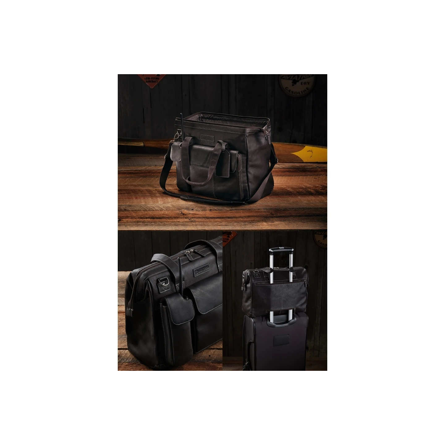 Lightspeed Gann - Aviator leather bag, dark brown