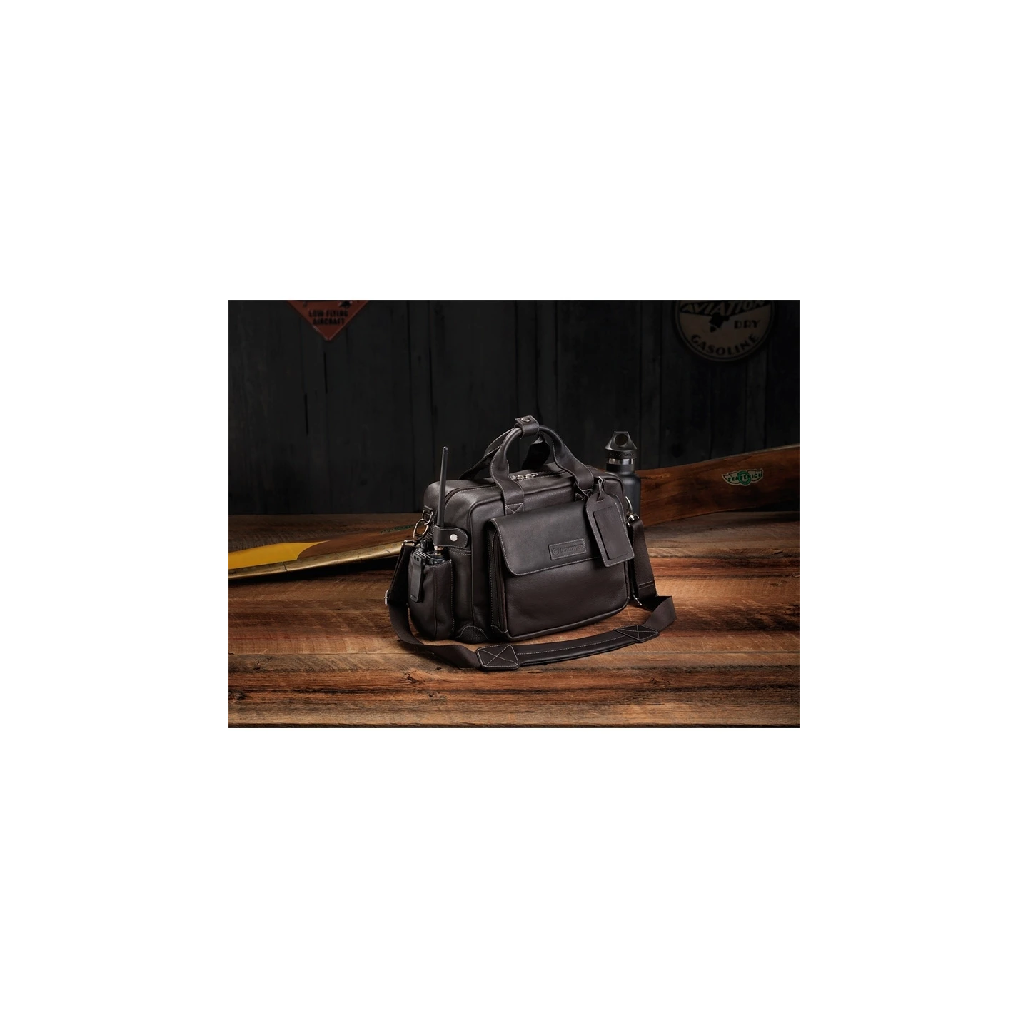 Lightspeed Markham - Aviator Leather Bag, Dark Brown