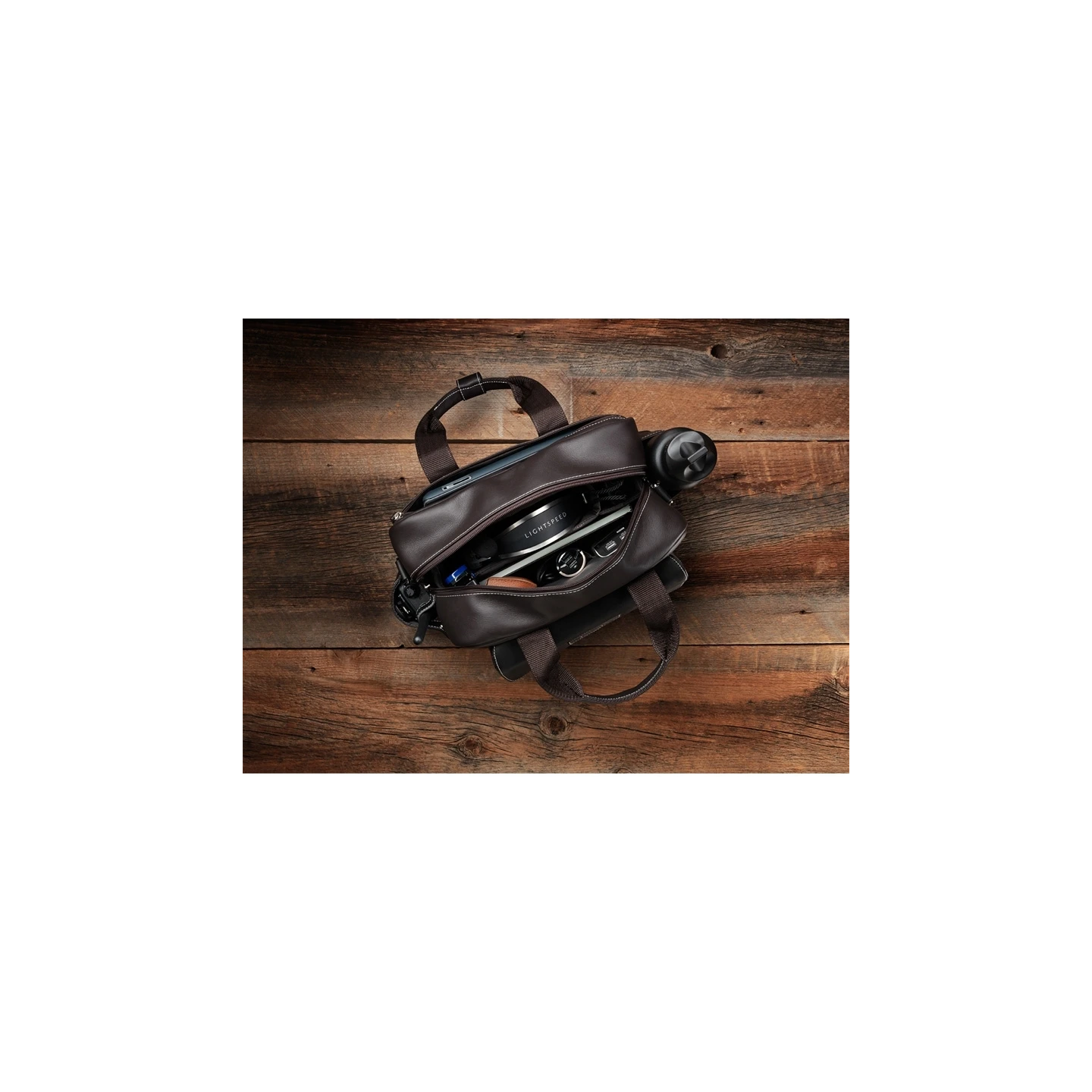 Lightspeed Markham - Aviator Leather Bag, Dark Brown
