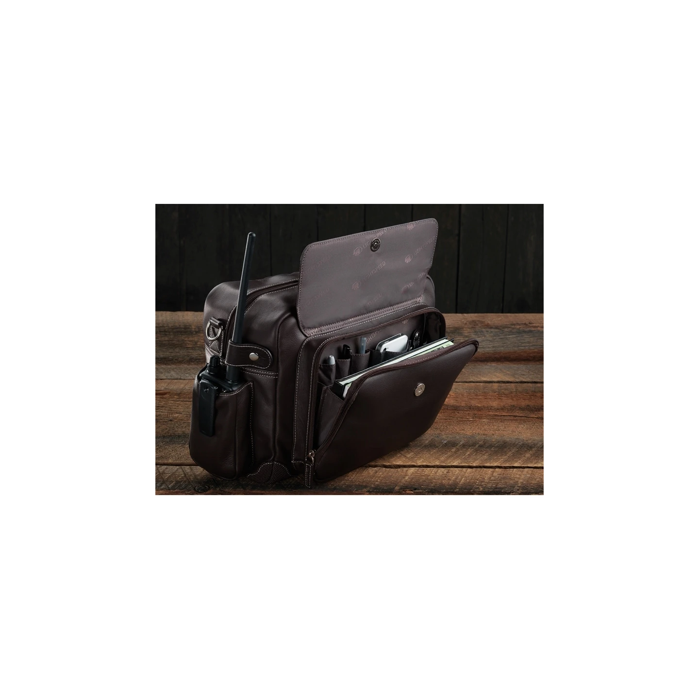 Lightspeed Markham - Aviator Leather Bag, Dark Brown