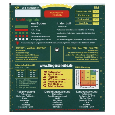 Fliegerscheibe für Piloten - deutsch/englisch