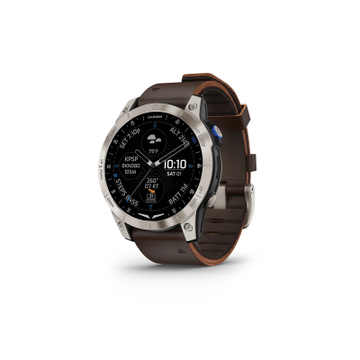 Garmin D2 Mach 1 Aviator Smartwatch - Leder-Armband (braun), 47 mm AMOLED Touchscreen Display