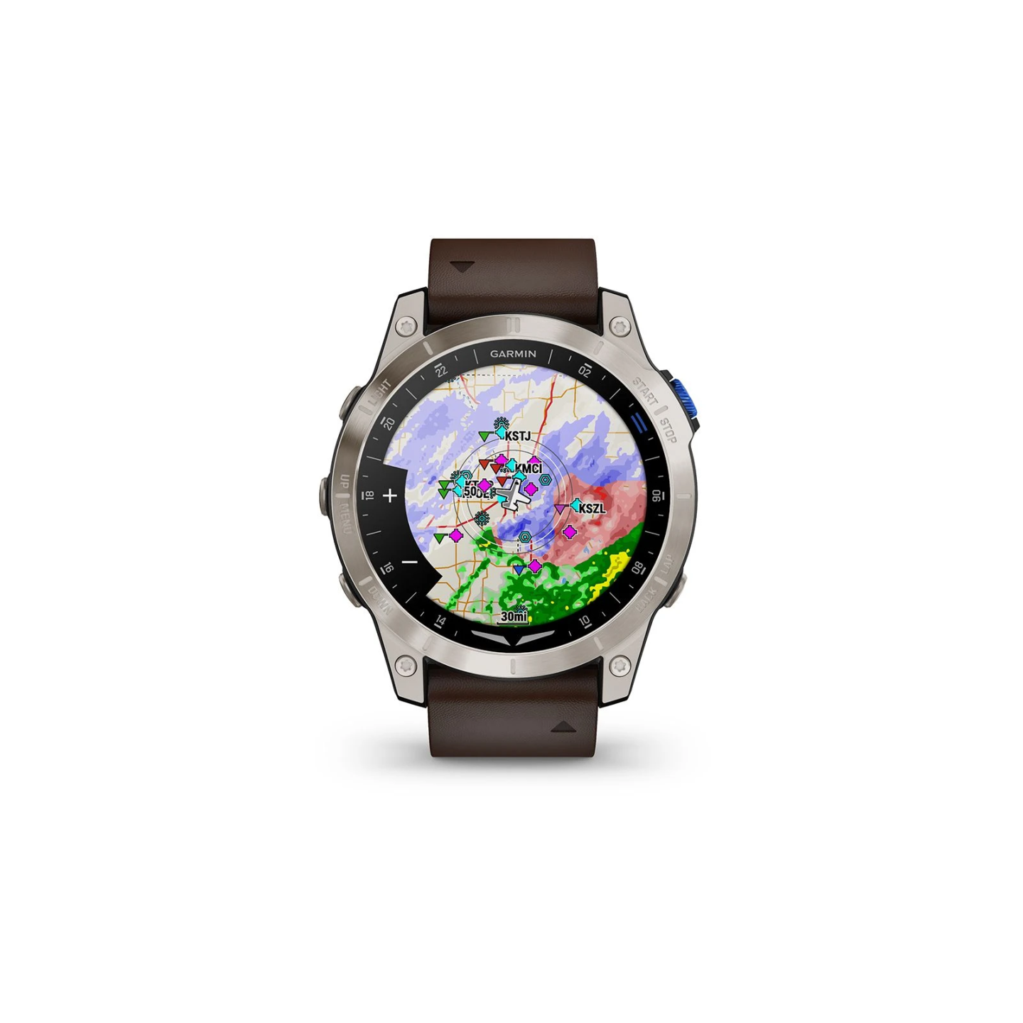 Garmin D2 Mach 1 Aviator Smartwatch - Leather Strap (brown), 47 mm AMOLED touchscreen display