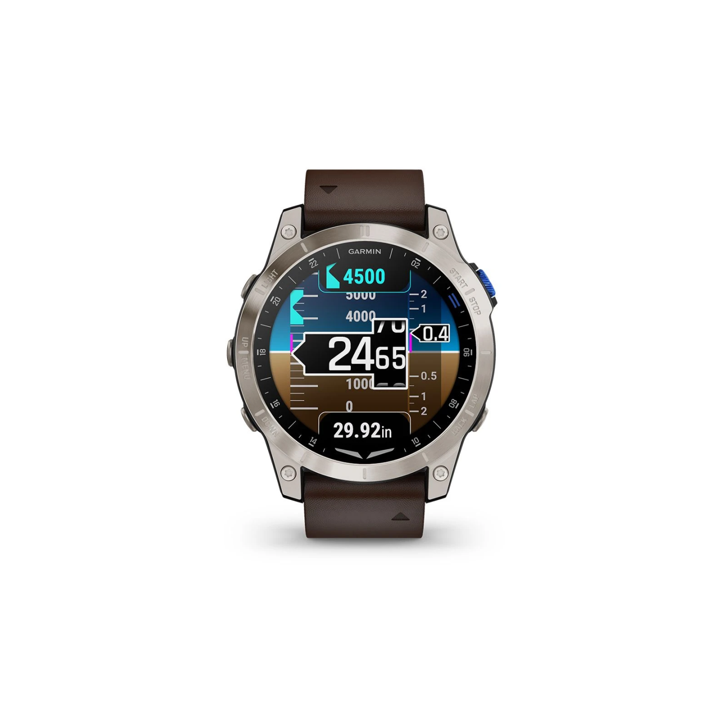 Garmin D2 Mach 1 Aviator Smartwatch - Leder-Armband (braun), 47 mm AMOLED Touchscreen Display
