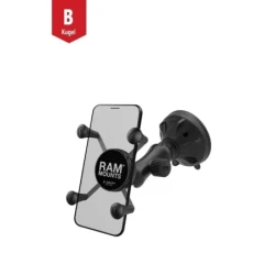 RAM Mounts Verbundstoff Saugfuss-Halterung mit X-Grip Halteklammer für Smartphones bis 82,6 mm Breite - B-Kugel (1 Zoll)