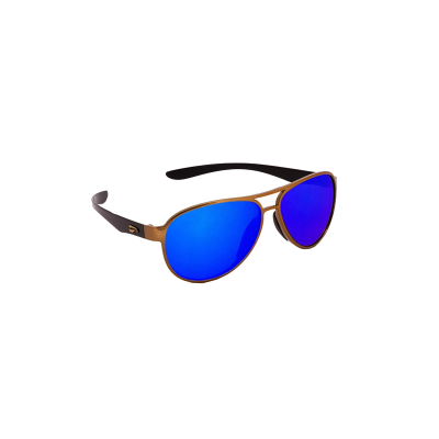 Flying Eyes Sonnenbrille Cooper Narrow (Kestrel) - Rahmen goldfarben mit schwarzen Bügeln, Linsen saphirblau (verspiegelt)